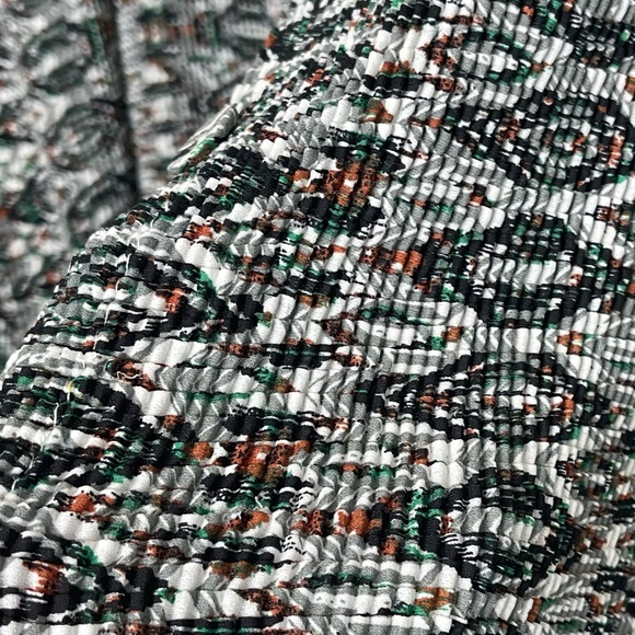 Plisse Crinkled Stretchy Multicolor Button Up Jacket Blazer Size M Long Sleeve - Picture 7 of 7